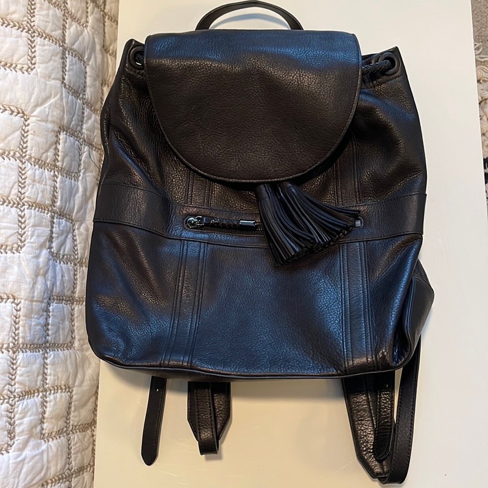 Halston Heritage black leather backpack